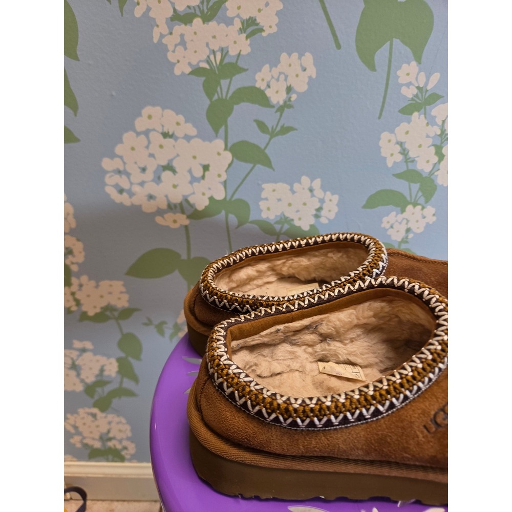UGG Tasman Chestnut Suede Embroidered Braid Slippers 5955 Brown Womens 7 - Picture 4 of 9